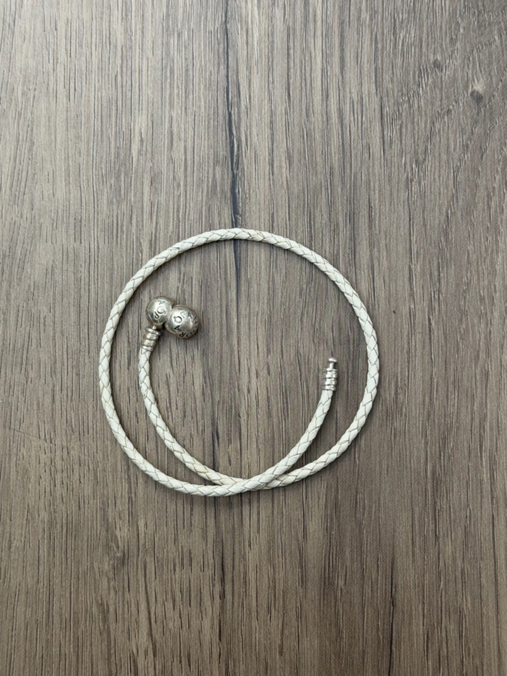 Off white leather double wrap Pandora bracelet